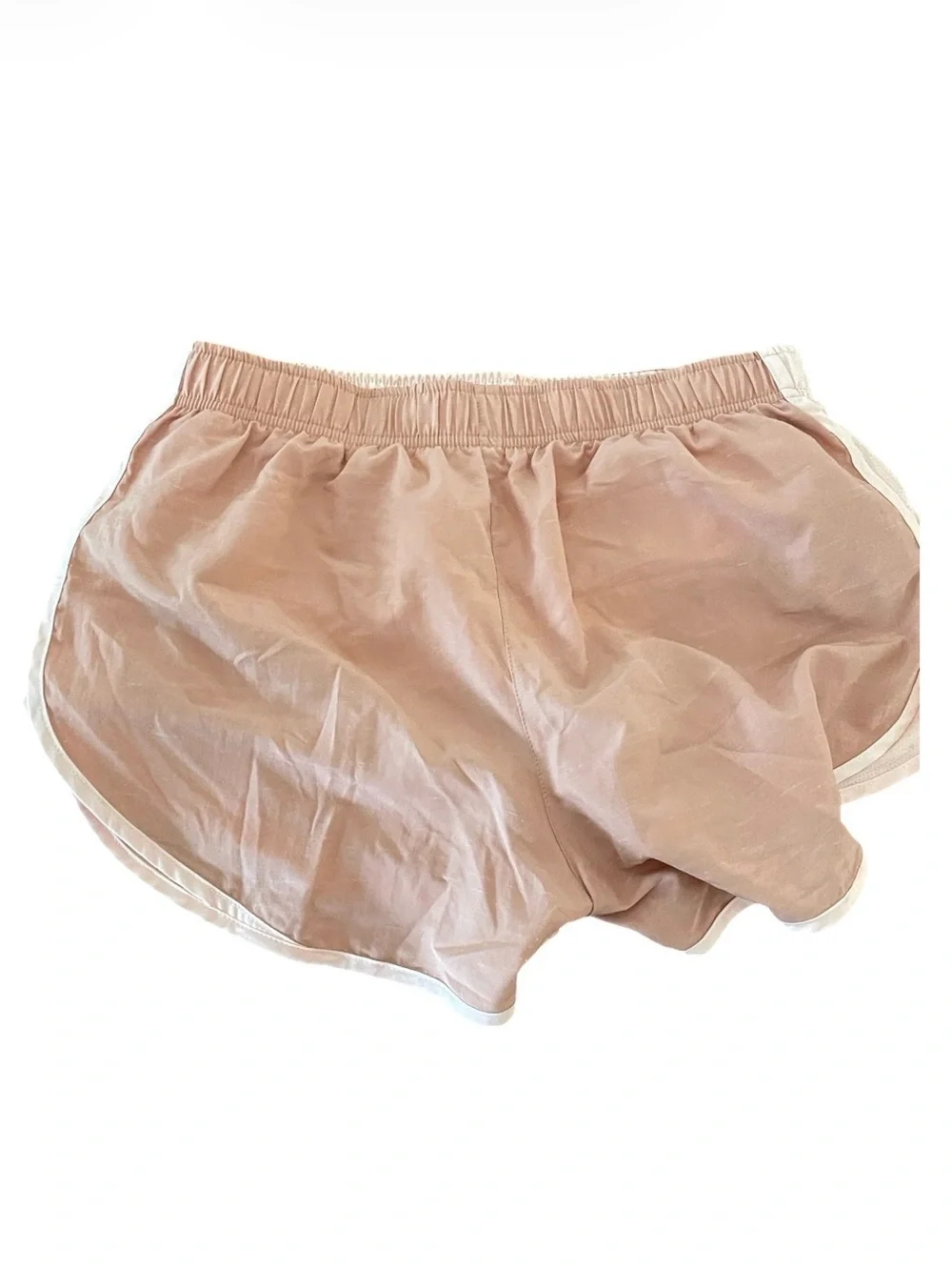 Nike Women's Blush Tan Athletic Shorts with White Trim